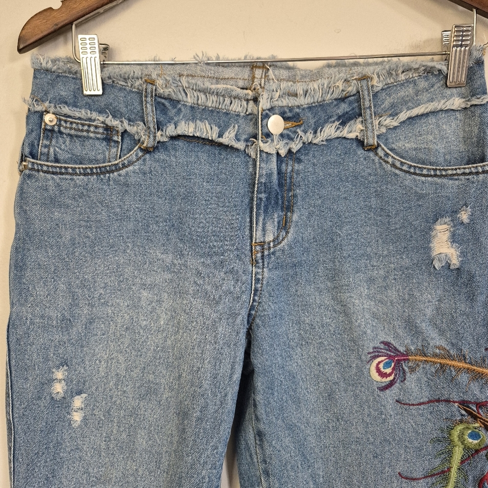 Marc Jacobs Crop Embroidered Denim Jeans Size 4 - Picture 7 of 9